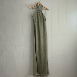 Anthropologie BHLDN Ruby Twist Halter Satin Gown Green Size 4